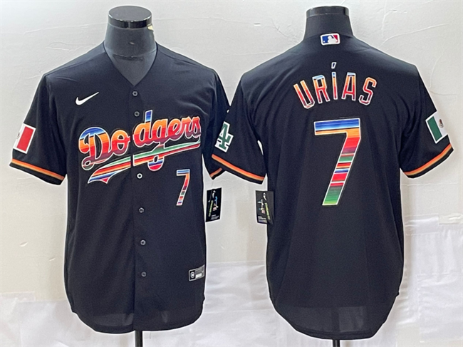 Men's Los Angeles Dodgers #7 Julio Urías Black Mexico Cool Base Stitched Jersey Men's Los Angeles Dodgers #7 Julio Urías Black Mexico Cool Base Stitched Jersey